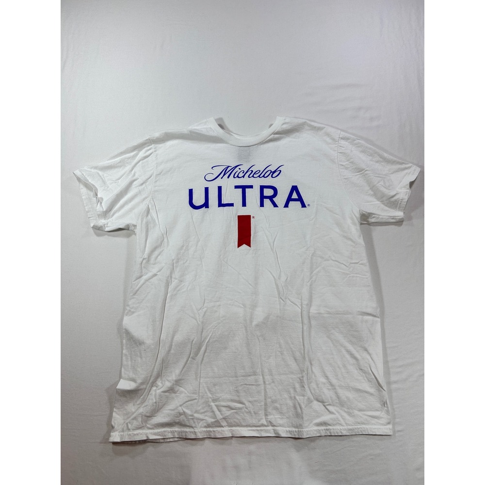 Hanes Michelob ULTRA Graphic T-Shirt Mens XL White Short Sleeve Cotton Tee